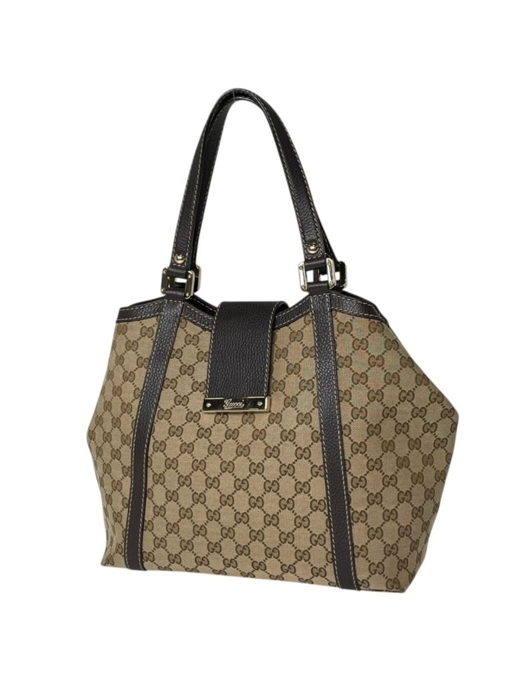 Gucci Tote Bag GG Pattern Canvas Beige Brown